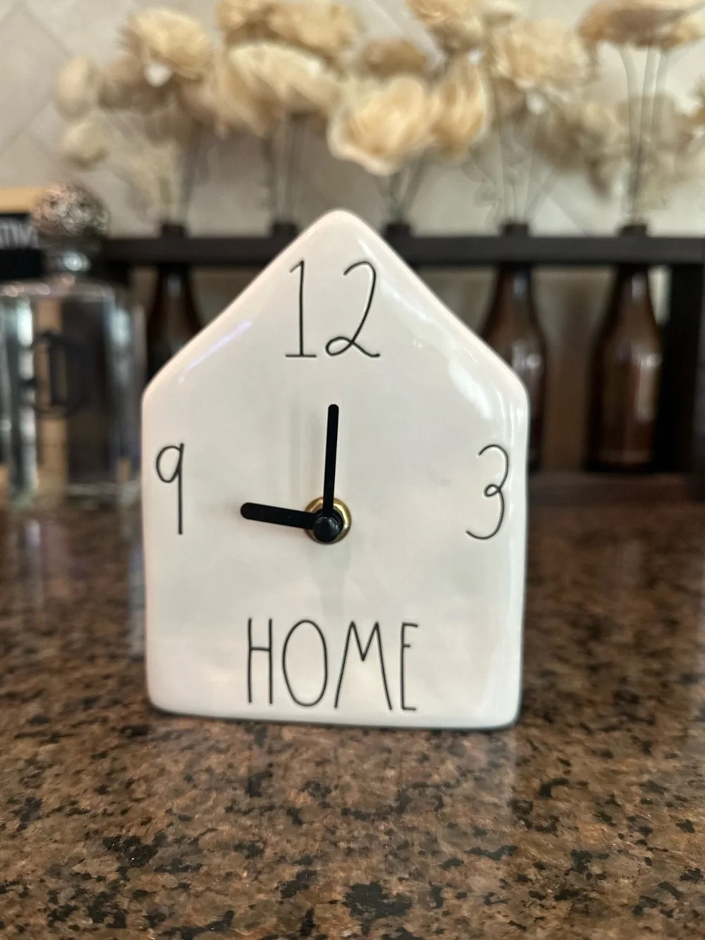 Rae Dunn White 'Home' Ceramic House Clock